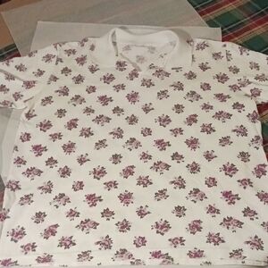 Floral Print Ladies Polo Shirt